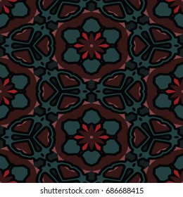 Hexagonal symmetry vector ornaments. Geometric pattern for ceramic tile, surface design, textiles, printing, wallpaper. Endless texture with abstract stars.