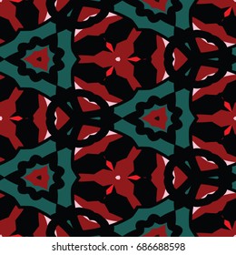 Hexagonal symmetry vector ornaments. Geometric pattern for ceramic tile, surface design, textiles, printing, wallpaper. Endless texture with abstract stars.