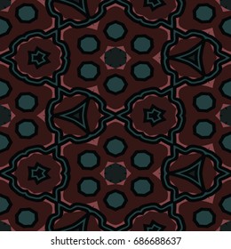 Hexagonal symmetry vector ornaments. Geometric pattern for ceramic tile, surface design, textiles, printing, wallpaper. Endless texture with abstract stars.