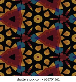 Hexagonal symmetry vector ornaments. Geometric pattern for ceramic tile, surface design, textiles, printing, wallpaper. Endless texture with abstract stars.