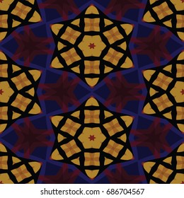 Hexagonal symmetry vector ornaments. Geometric pattern for ceramic tile, surface design, textiles, printing, wallpaper. Endless texture with abstract stars.