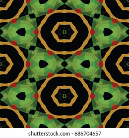 Hexagonal symmetry vector ornaments. Geometric pattern for ceramic tile, surface design, textiles, printing, wallpaper. Endless texture with abstract stars.
