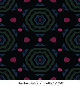 Hexagonal symmetry vector ornaments. Geometric pattern for ceramic tile, surface design, textiles, printing, wallpaper. Endless texture with abstract stars.