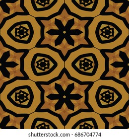 Hexagonal symmetry vector ornaments. Geometric pattern for ceramic tile, surface design, textiles, printing, wallpaper. Endless texture with abstract stars.