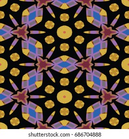 Hexagonal symmetry vector ornaments. Geometric pattern for ceramic tile, surface design, textiles, printing, wallpaper. Endless texture with abstract stars.
