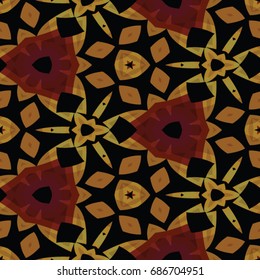 Hexagonal symmetry vector ornaments. Geometric pattern for ceramic tile, surface design, textiles, printing, wallpaper. Endless texture with abstract stars.