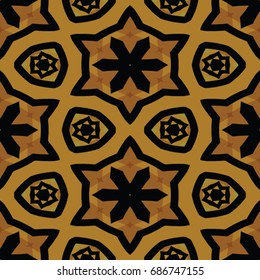 Hexagonal symmetry vector ornaments. Geometric pattern for ceramic tile, surface design, textiles, printing, wallpaper.The endless texture with abstract stars.