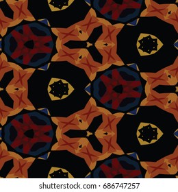 Hexagonal symmetry vector ornaments. Geometric pattern for ceramic tile, surface design, textiles, printing, wallpaper.The endless texture with abstract stars.