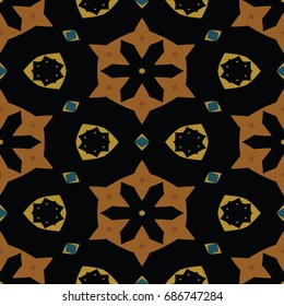 Hexagonal symmetry vector ornaments. Geometric pattern for ceramic tile, surface design, textiles, printing, wallpaper.The endless texture with abstract stars.