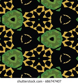 Hexagonal symmetry vector ornaments. Geometric pattern for ceramic tile, surface design, textiles, printing, wallpaper.The endless texture with abstract stars.