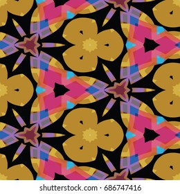 Hexagonal symmetry vector ornaments. Geometric pattern for ceramic tile, surface design, textiles, printing, wallpaper.The endless texture with abstract stars.