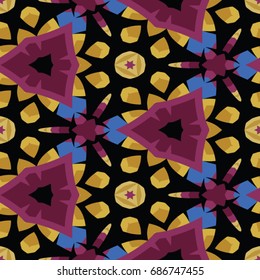 Hexagonal symmetry vector ornaments. Geometric pattern for ceramic tile, surface design, textiles, printing, wallpaper.The endless texture with abstract stars.