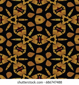 Hexagonal symmetry vector ornaments. Geometric pattern for ceramic tile, surface design, textiles, printing, wallpaper.The endless texture with abstract stars.