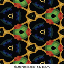 Hexagonal symmetry vector ornaments. Geometric pattern for ceramic tile, surface design, textiles, printing, wallpaper.The endless texture with abstract stars.