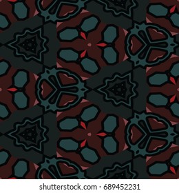 Hexagonal symmetry vector ornaments. Geometric pattern for ceramic tile, surface design, textiles, printing, wallpaper.The endless texture with abstract stars.