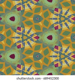 Hexagonal symmetry vector ornaments. Geometric pattern for ceramic tile, surface design, textiles, printing, wallpaper.The endless texture with abstract stars.