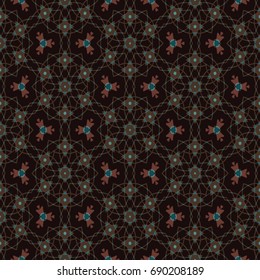 Hexagonal symmetry vector ornaments. Geometric pattern for ceramic tile, surface design, textiles, printing, wallpaper.The endless texture with abstract stars.