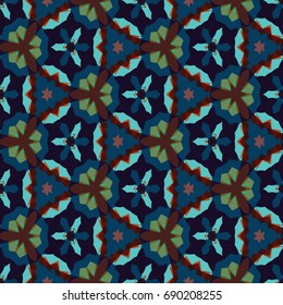 Hexagonal symmetry vector ornaments. Geometric pattern for ceramic tile, surface design, textiles, printing, wallpaper.The endless texture with abstract stars.