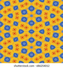 Hexagonal symmetry vector pattern. Geometric ornaments for ceramic tile, surface design, textiles, printing, wallpaper. The endless colorful texture with abstract stars.