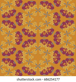 Hexagonal symmetry vector pattern. Geometric ornaments for ceramic tile, surface design, textiles, printing, wallpaper. The endless colorful texture with abstract stars.