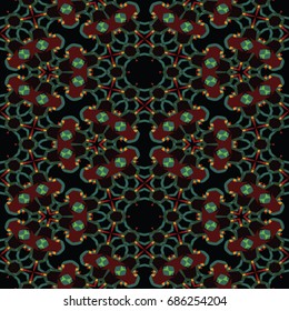 Hexagonal symmetry vector pattern. Geometric ornaments for ceramic tile, surface design, textiles, printing, wallpaper. The endless colorful texture with abstract stars.