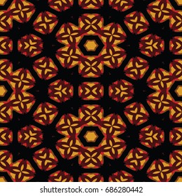 Hexagonal symmetry vector pattern. Geometric ornaments for ceramic tile, surface design, textiles, printing, wallpaper. The endless colorful texture with abstract stars.