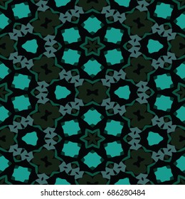 Hexagonal symmetry vector pattern. Geometric ornaments for ceramic tile, surface design, textiles, printing, wallpaper. The endless colorful texture with abstract stars.