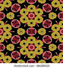 Hexagonal symmetry vector pattern. Geometric ornaments for ceramic tile, surface design, textiles, printing, wallpaper. The endless colorful texture with abstract stars.