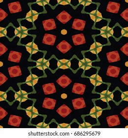 Hexagonal symmetry vector pattern. Geometric ornaments for ceramic tile, surface design, textiles, printing, wallpaper. The endless colorful texture with abstract stars.