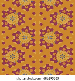 Hexagonal symmetry vector pattern. Geometric ornaments for ceramic tile, surface design, textiles, printing, wallpaper. The endless colorful texture with abstract stars.