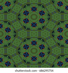 Hexagonal symmetry vector pattern. Geometric ornaments for ceramic tile, surface design, textiles, printing, wallpaper. The endless colorful texture with abstract stars.