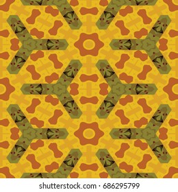 Hexagonal symmetry vector pattern. Geometric ornaments for ceramic tile, surface design, textiles, printing, wallpaper. The endless colorful texture with abstract stars.