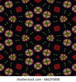 Hexagonal symmetry vector pattern. Geometric ornaments for ceramic tile, surface design, textiles, printing, wallpaper. The endless colorful texture with abstract stars.