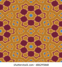 Hexagonal symmetry vector pattern. Geometric ornaments for ceramic tile, surface design, textiles, printing, wallpaper. The endless colorful texture with abstract stars.