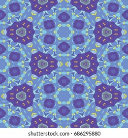 Hexagonal symmetry vector pattern. Geometric ornaments for ceramic tile, surface design, textiles, printing, wallpaper. The endless colorful texture with abstract stars.