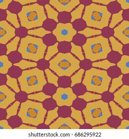 Hexagonal symmetry vector pattern. Geometric ornaments for ceramic tile, surface design, textiles, printing, wallpaper. The endless colorful texture with abstract stars.