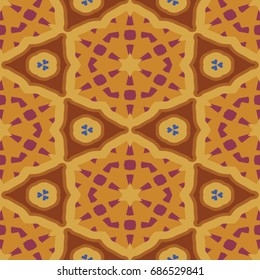 Hexagonal symmetry vector pattern. Geometric ornaments for ceramic tile, surface design, textiles, printing, wallpaper. The endless colorful texture with abstract stars.