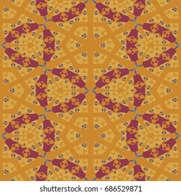 Hexagonal symmetry vector pattern. Geometric ornaments for ceramic tile, surface design, textiles, printing, wallpaper. The endless colorful texture with abstract stars.