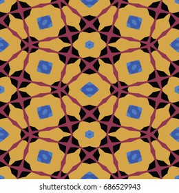 Hexagonal symmetry vector pattern. Geometric ornaments for ceramic tile, surface design, textiles, printing, wallpaper. The endless colorful texture with abstract stars.