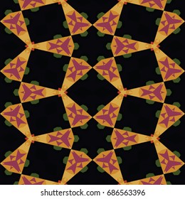 Hexagonal symmetry vector pattern. Geometric ornaments for ceramic tile, surface design, textiles, printing, wallpaper. The endless colorful texture with abstract stars.