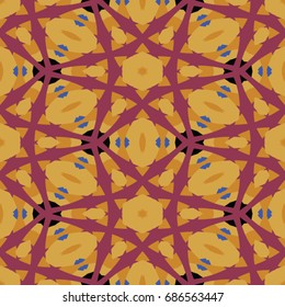 Hexagonal symmetry vector pattern. Geometric ornaments for ceramic tile, surface design, textiles, printing, wallpaper. The endless colorful texture with abstract stars.