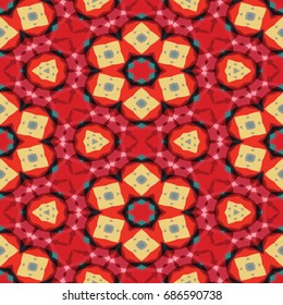 Hexagonal symmetry vector pattern. Geometric ornaments for ceramic tile, surface design, textiles, printing, wallpaper. The endless colorful texture with abstract stars.