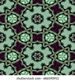 Hexagonal symmetry vector pattern. Geometric ornaments for ceramic tile, surface design, textiles, printing, wallpaper. The endless colorful texture with abstract stars.