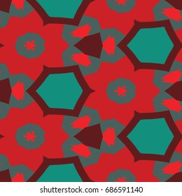 Hexagonal symmetry vector pattern. Geometric ornaments for ceramic tile, surface design, textiles, printing, wallpaper. The endless colorful texture with abstract stars.