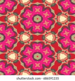 Hexagonal symmetry vector pattern. Geometric ornaments for ceramic tile, surface design, textiles, printing, wallpaper. The endless colorful texture with abstract stars.