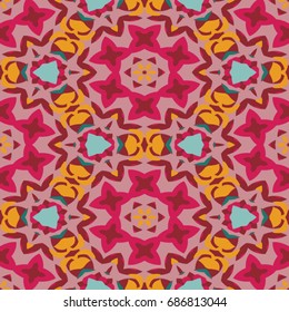 Hexagonal symmetry vector pattern. Geometric ornaments for ceramic tile, surface design, textiles, printing, wallpaper. The endless colorful texture with abstract stars.