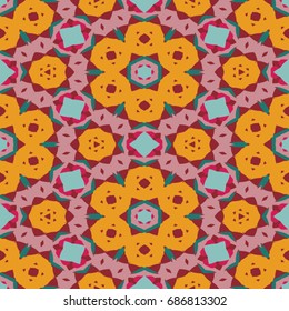 Hexagonal symmetry vector pattern. Geometric ornaments for ceramic tile, surface design, textiles, printing, wallpaper. The endless colorful texture with abstract stars.