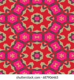 Hexagonal symmetry vector pattern. Geometric ornaments for ceramic tile, surface design, textiles, printing, wallpaper. The endless colorful texture with abstract stars.