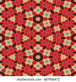 Hexagonal symmetry vector pattern. Geometric ornaments for ceramic tile, surface design, textiles, printing, wallpaper. The endless colorful texture with abstract stars.