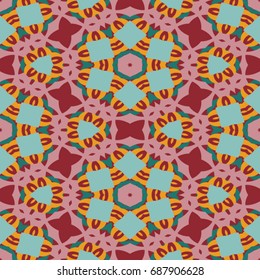 Hexagonal symmetry vector pattern. Geometric ornaments for ceramic tile, surface design, textiles, printing, wallpaper. The endless colorful texture with abstract stars.